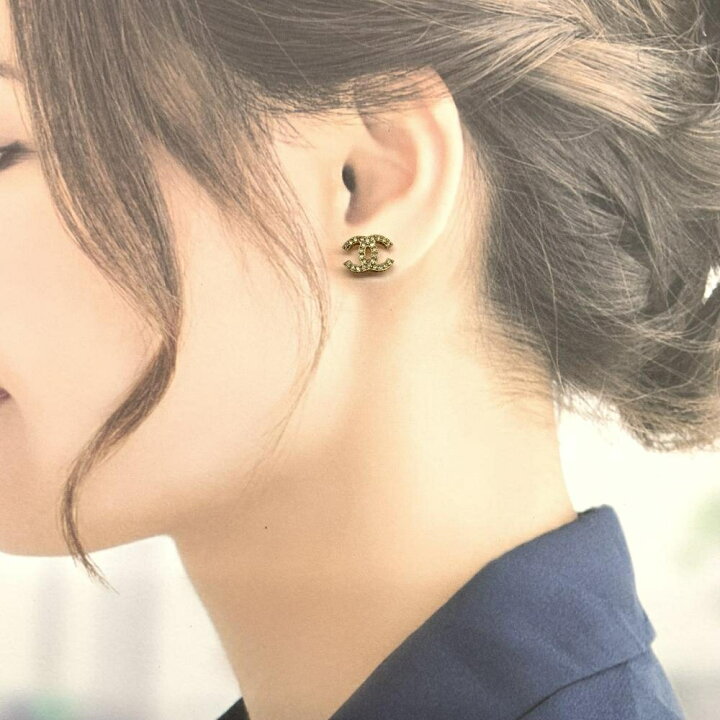 楽天市場】CHANEL シャネル ココマーク ラインストーンピアス B15C  