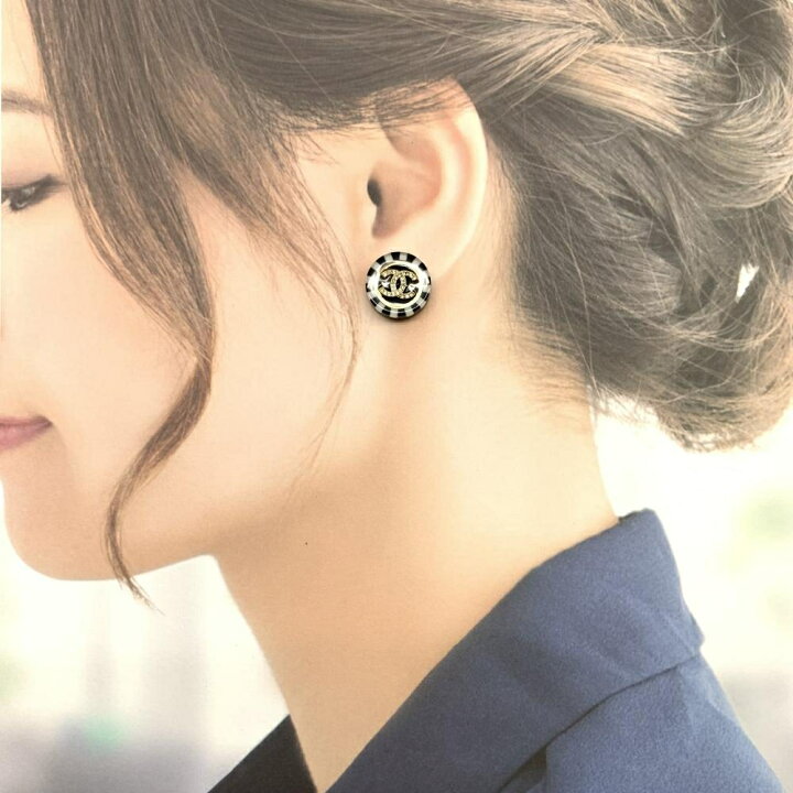 楽天市場】CHANEL シャネル D23C ボタンピアス 丸 サークル 