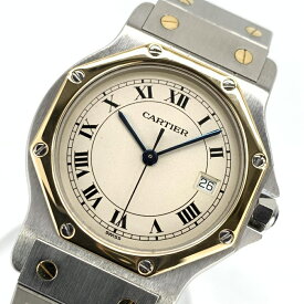 CARTIER カルティエ W2001583 サントスオクタゴン LM クオーツ デイト 腕時計 アイボリーインデックス 生産終了モデル 管理YI37275