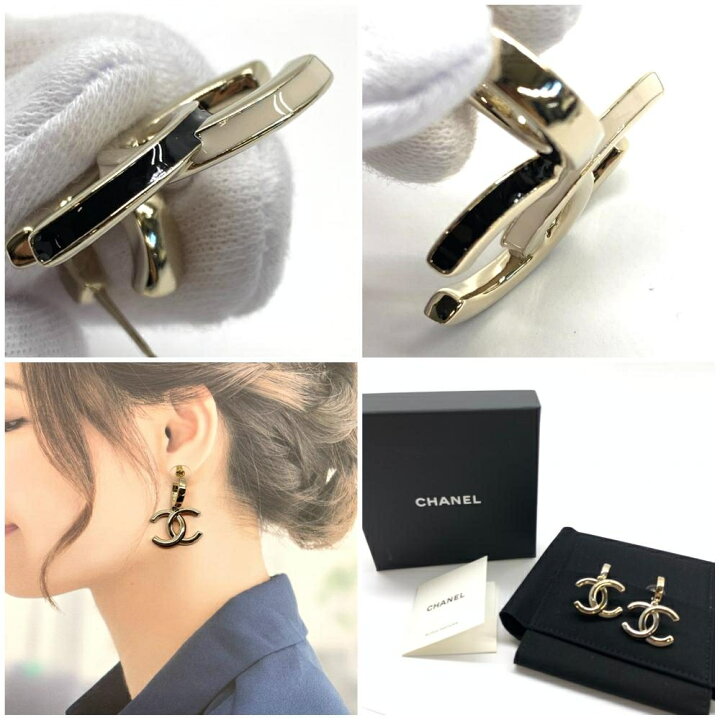 楽天市場】美品 CHANEL シャネル A22K ココマークピアス シャンパン  