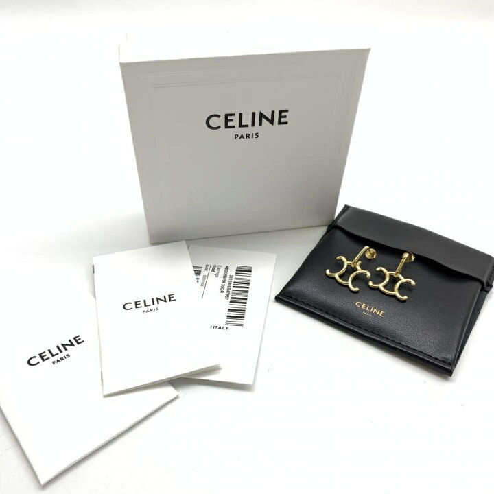 楽天市場】未使用 CELINE セリーヌ トリオンフ ロック ピアス ゴールド 