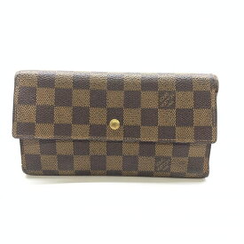LOUIS VUITTON ルイヴィトン N61215 ダミエ ポルトトレゾール インターナショナル 三つ折り財布 ホック開閉 ブラウン 管理HS40681
