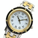 HERMES エルメス CL4.220 クリッパー 24mm クオーツ デイト アラビアインデックス コンビカラー レディース 腕時計 管理YI41204