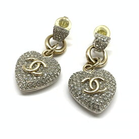 CHANEL シャネル ラインストーン ハート イヤリング ココマーク GP ゴールドカラー B20S レディース アクセサリー 管理RT45200