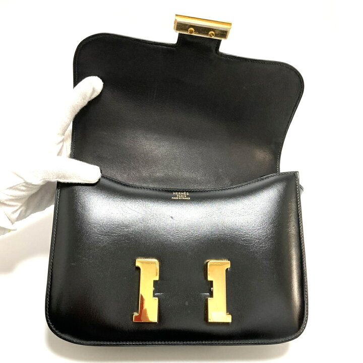 楽天市場】エルメス【HERMES】コンスタンス23 ボックスカーフ黒 P刻印 