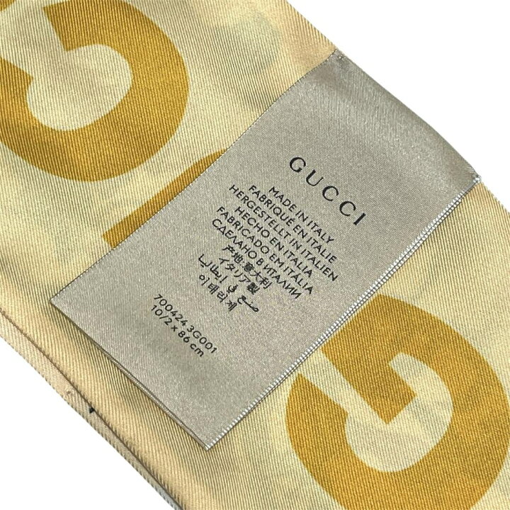 楽天市場】グッチ【GUCCI】700424 3G001ツイル ネックボウ シルク 黄色  