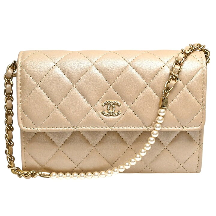 楽天市場】CHANEL【シャネル】チェーンウォレット ラムスキン ベージュ 