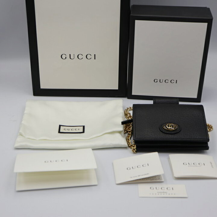 楽天市場】グッチ【GUCCI】617195 レザー チェーンウォレット 二つ折り 