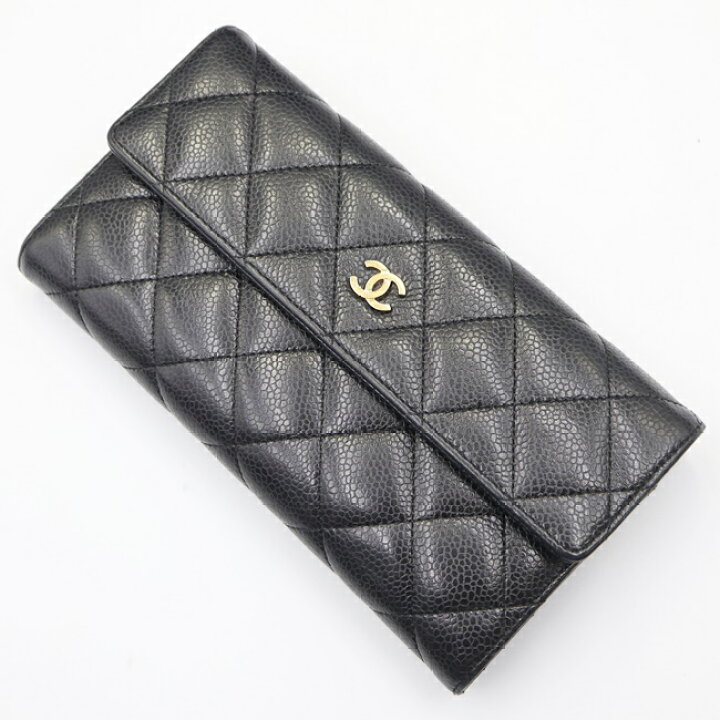 楽天市場】シャネル【CHANEL】キャビアスキン 二つ折り長財布 ロング 