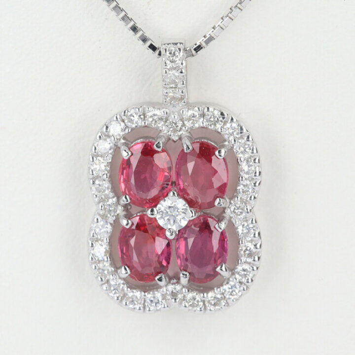 楽天市場】□K18WG ルビー・ダイヤモンドネックレス D0.20ct/R0.96ct  