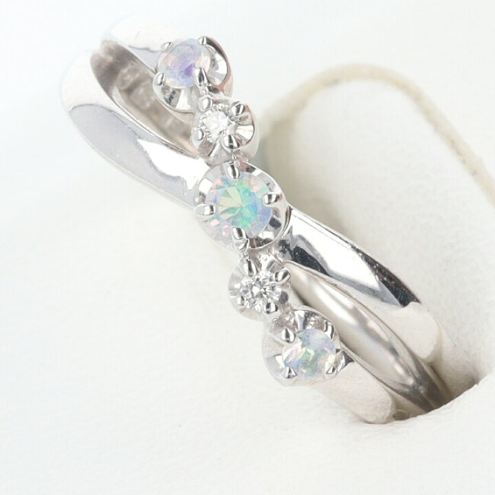 綺麗なホワイトオパール Pt900 急ぎ 3.77ct 14.5号 