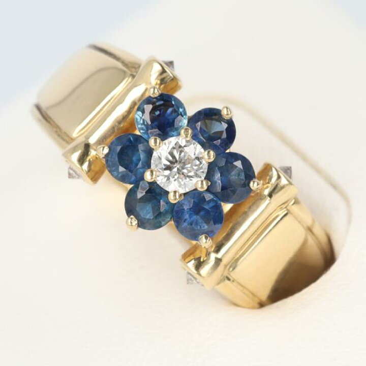 楽天市場】K18YG ダイヤモンド・サファイアリング S1.00ct/D0.26ct 約 
