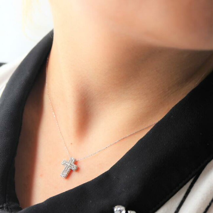 楽天市場】ダイヤモンドクロスネックレス D0.30ct WG 40cm/1.7g 4way 