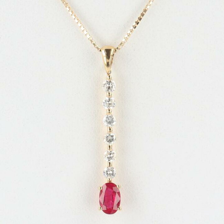 楽天市場】K18YG ルビー・ダイヤモンドネックレス R0.54ct/D0.40ct 約  
