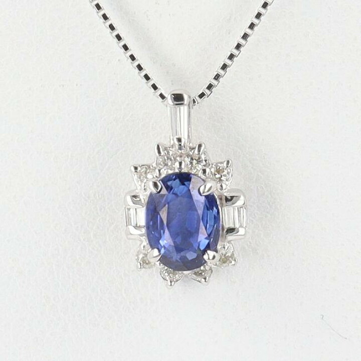 楽天市場】K18WG サファイア付ダイヤモンドネックレス S1.07ct/D0.23ct  