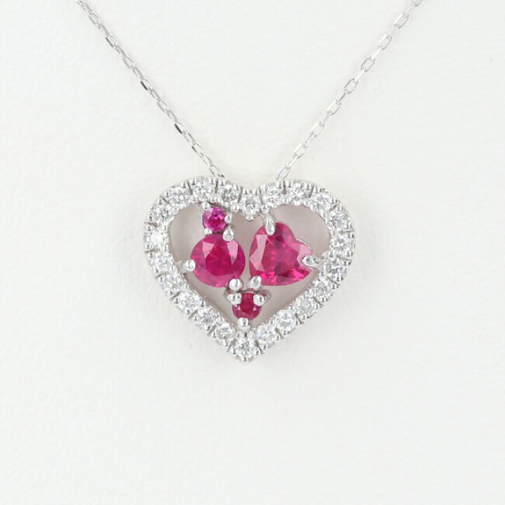 楽天市場】□K18WG ルビー・ダイヤモンド付ネックレス R0.41ct D0.20ct  
