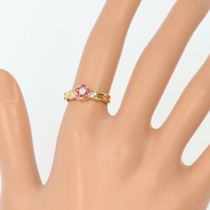 10号 ダイヤモンド・ピンクダイヤモンド 計0.13ct リング・指輪 K18WG 