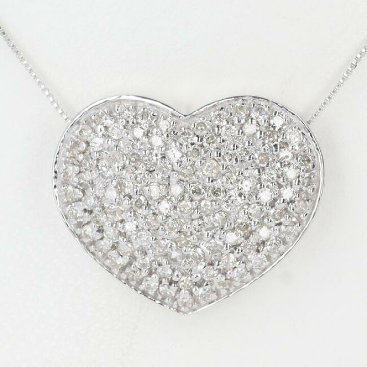 楽天市場】K18WG ダイヤモンドハートネックレス D1.00ct 約45cm 