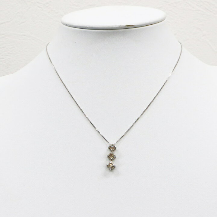 楽天市場】K18WG ダイヤモンドネックレス D1.00ct 約40cm/約3.3g 