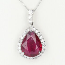 ■Pt900/Pt850　ルベライト・ダイヤモンド付ネックレス　RL4.29ct　D0.63ct　約5.2g/約45cm　レディース　【中古】h