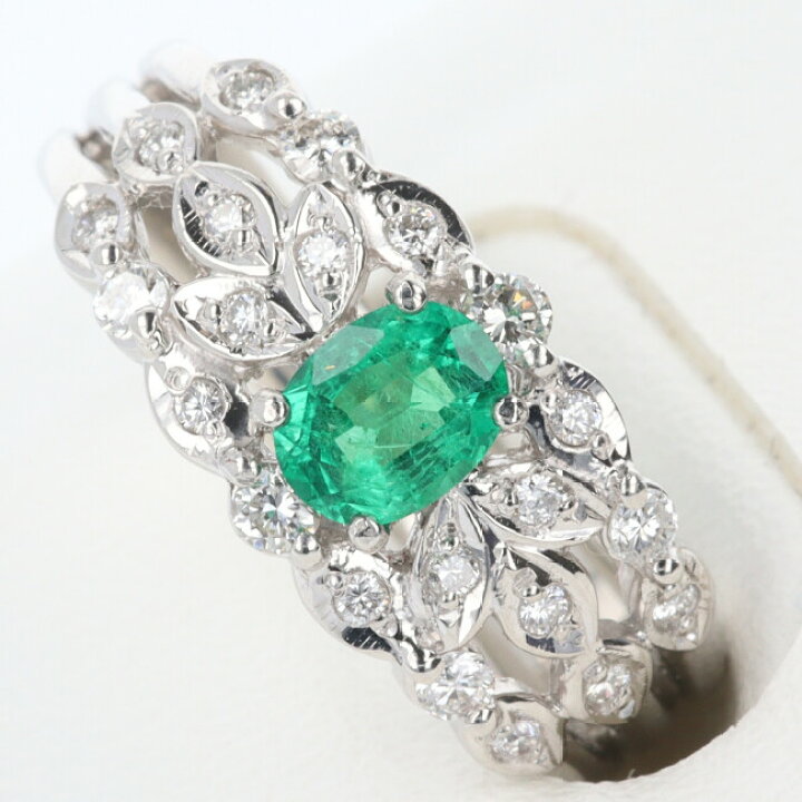 楽天市場】□PT900 エメラルド付ダイヤモンドリング E0.44ct D0.28ct 