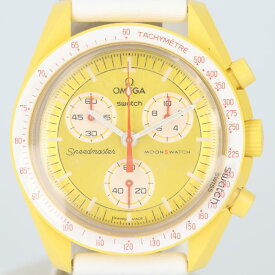 スウォッチ【Swatch】SO33J100 OMEGA×Swatch ミッショントゥザサン/MISSION TO THE SUN 腕時計 コラボ イエロー/黄色 イエロー文字盤 バイオセラミック/ベルクロ クロノグラフ スモールセコンド メンズ/男性 ギフト 人気【中古】h