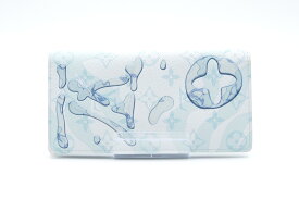 ルイヴィトン【Louis Vuitton】M82306 ポルトフォイユ・ブラザ モノグラム・アクアガーデン キャンバス 二つ折り長財布 ライトブルー×ホワイト 札入れ ブランド メンズ/男性 ギフト プレゼント 【中古】a土浦