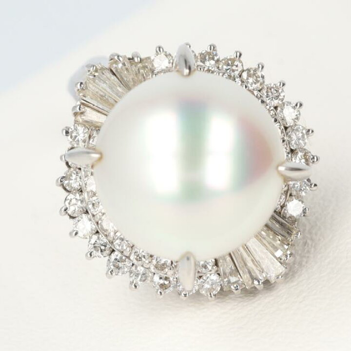 楽天市場】PT900 パール・ダイヤモンド付リング D0.80ct 約11.1g/約14 