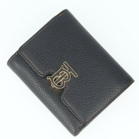 バーバリー【BURBERRY】8049217 TB コンパクトウォレット 三つ折り財布 レザー BLACK/黒 レディース/女性 メンズ/男性 ギフト プレゼント 贈り物 お祝い ブランド【中古】h
