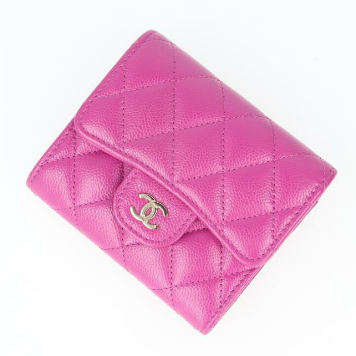 楽天市場】シャネル【CHANEL】三つ折り財布 キャビアスキン パープル 