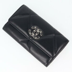 シャネル【CHANEL】AP0953 ディズヌフ ラムスキン ブラック×シルバー 二つ折り財布 小銭入れ ブラック シルバー金具 ブランド レディース/女性 ギフト プレゼント【中古】h