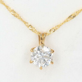 K24YG 一粒ダイヤ ネックレス D0.724ct 約42cm/約2.0g H/I-1/GOOD/Faint 純金 シンプル ダイヤ イエローゴールド 豪華 ギフト プレゼント 贈り物 お祝い【中古】h