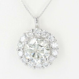 PT900/850 ダイヤモンドネックレス D1.032ct/D0.38ct 約50cm/約3.2g ダイヤモンド platinum/プラチナ 豪華 ギフト プレゼント 贈り物 お祝い【中古】h