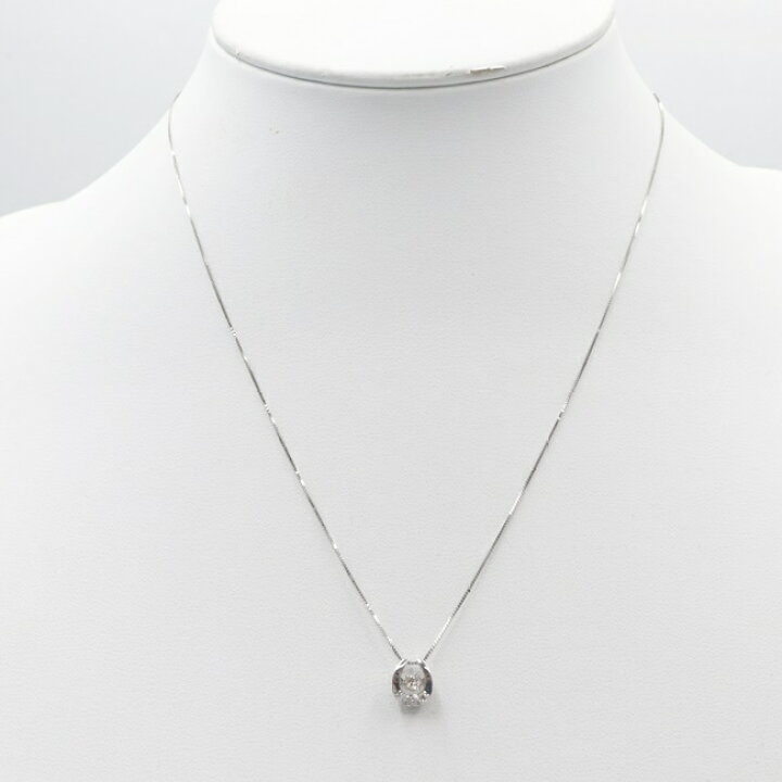 楽天市場】K18WG ダイヤモンドネックレス D0.12ct/D0.08ct 約44cm/約 
