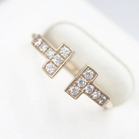 ティファニー【Tiffany＆Co.】K18YG ダイヤモンド付Tワイヤーリング 約2.2g/約11.5号 イエローゴールド ギフト プレゼント 指輪　レディース/女性【中古】h