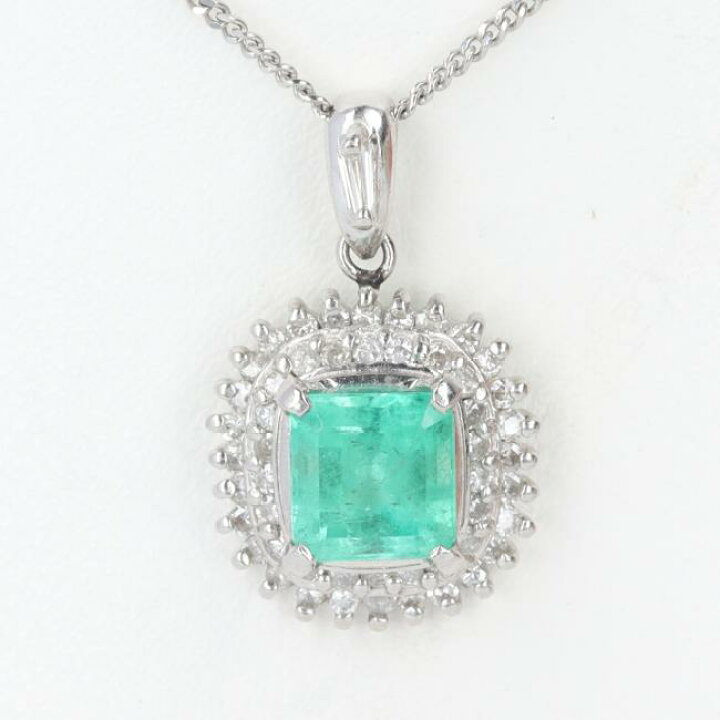 楽天市場】PT900/850 エメラルド・ダイヤモンド付ネックレス E0.99ct 