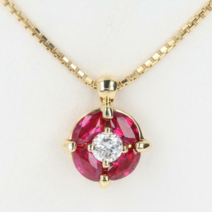 楽天市場】K18YG ルビー・ダイヤモンドネックレス R0.83ct/D0.16ct 約 
