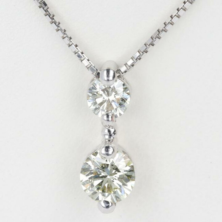 楽天市場】K18WG 二粒ダイヤ ネックレス D0.743ct/D0.342ct 約40cm/約 