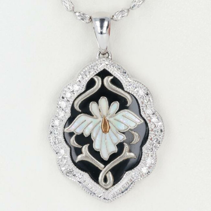 楽天市場】K18WG デザインネックレス 蒔絵 山崎裕見子 ダイヤ D0.18ct  