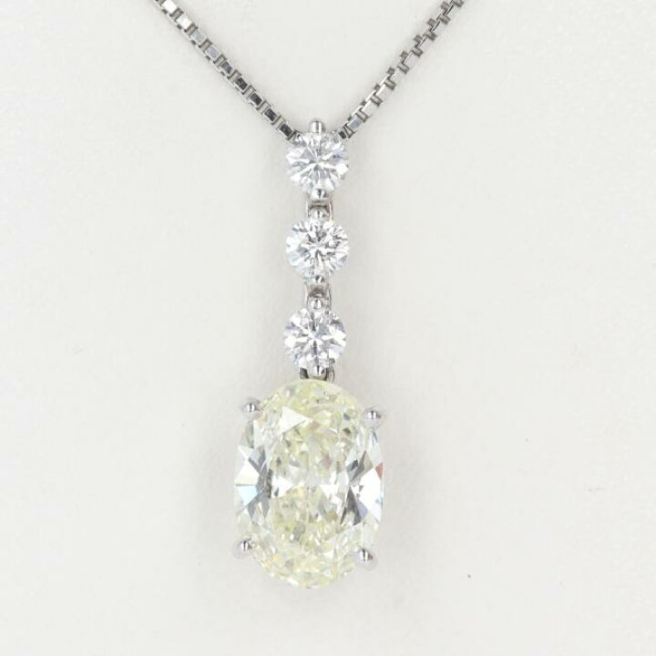 中古品】Pt900/Pt850 ダイヤ付ネックレス 3.2g 45cm［12］