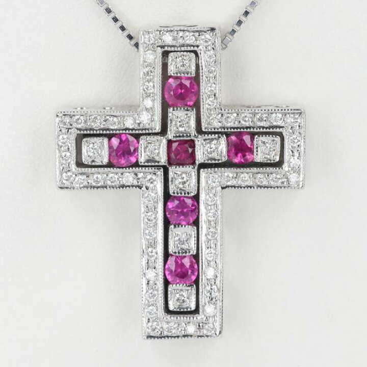 楽天市場】K18WG ルビー・ダイヤモンドクロスネックレス R0.55ct D0 