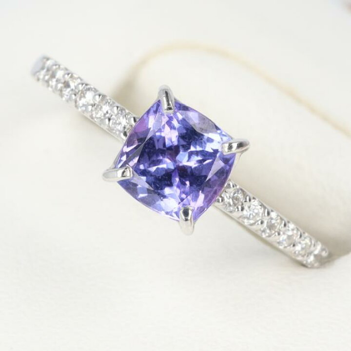 楽天市場】K18WG タンザナイト付ダイヤモンドリング T1.00ct/D0.12ct 