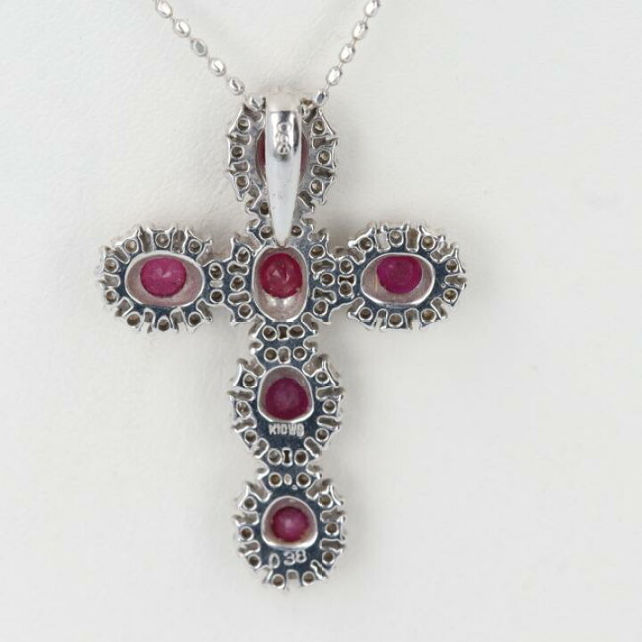 楽天市場】K18WG ルビー・ダイヤモンドクロスネックレス R0.38ct/D0 