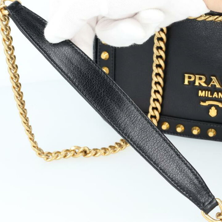 楽天市場】プラダ【PRADA】1BD147 スタッズ チェーンショルダーバッグ 