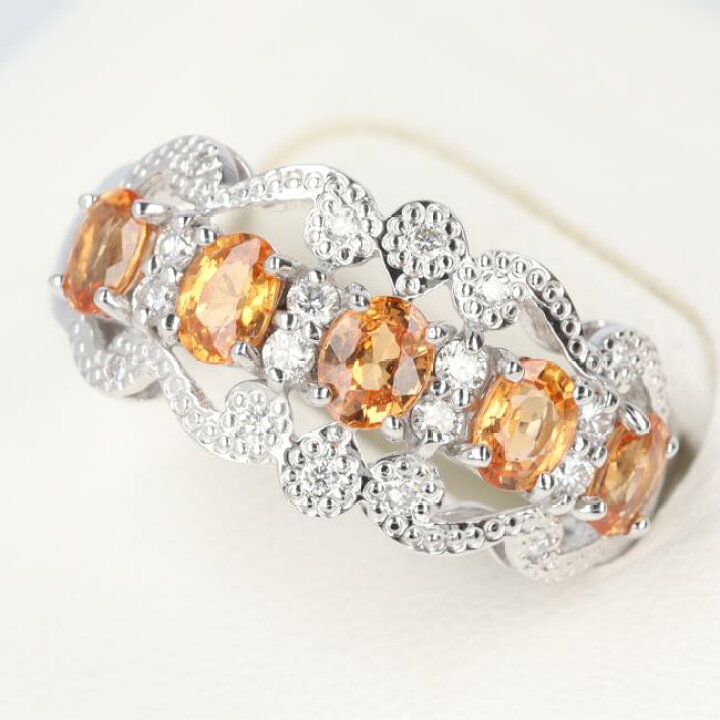 楽天市場】K18WG オレンジガーネット・ダイヤモンドリング G1.21ct/D0 