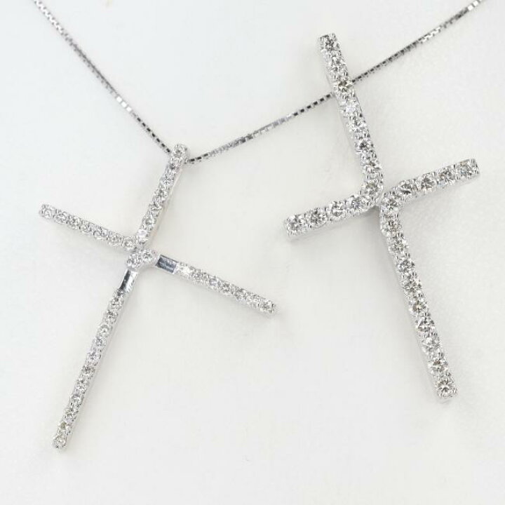 楽天市場】K18WG ダイヤモンドクロスネックレス D1.05ct 約45cm/約9.8g 