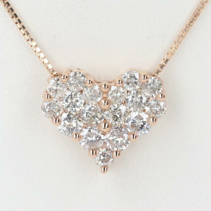 楽天市場】K18PG ハートモチーフダイヤモンドネックレス D1.00ct 約4.0 