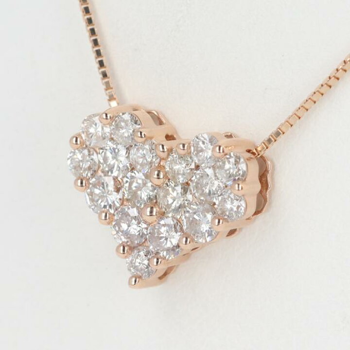 楽天市場】K18PG ハートモチーフダイヤモンドネックレス D1.00ct 約4.0 
