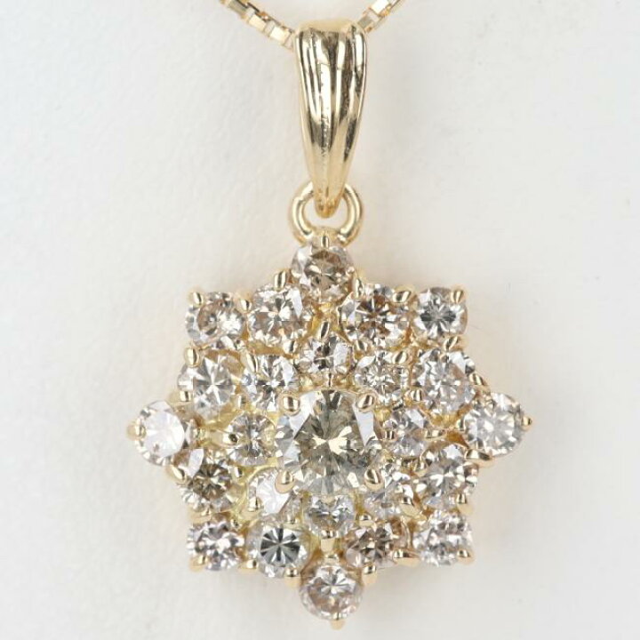 楽天市場】K18YG フラワーモチーフ ダイヤモンドネックレス D1.00ct 約 
