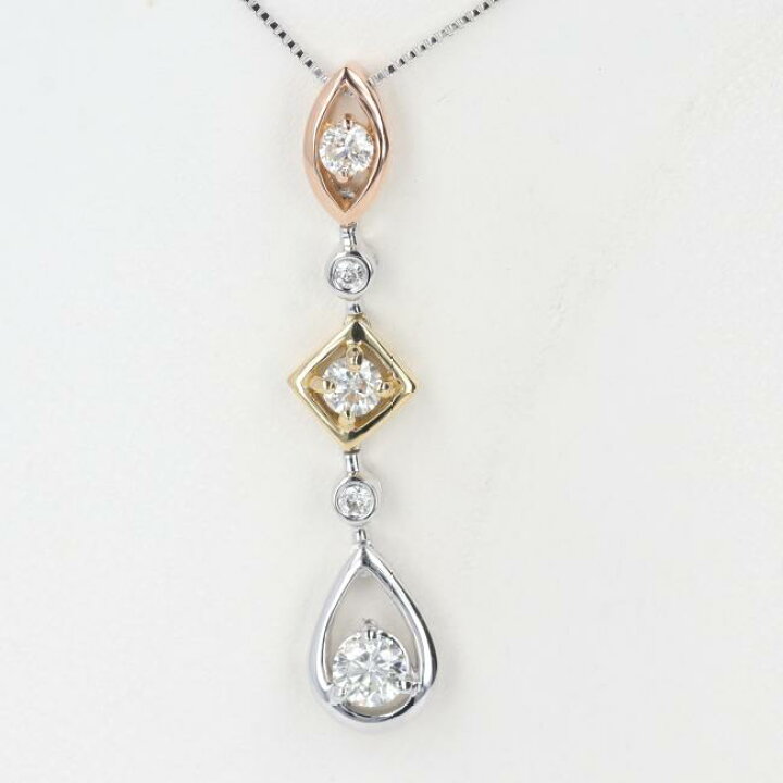 楽天市場】K18WG ダイヤモンドデザインネックレス D0.46ct/D0.04ct 約 
